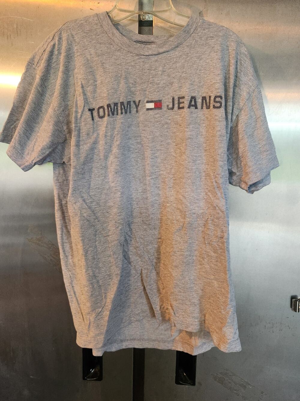 Tommy Jeans Gray Crewneck Sweatshirt Mens Size M Flag Logo